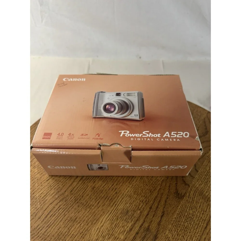 Canon PowerShot A520 4MP Digital Camera Tested Box Manual SD Card Vintage